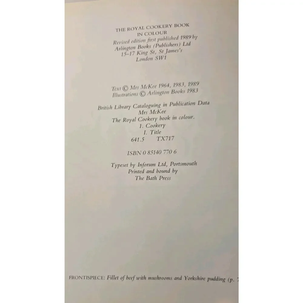 Royal Cookery Book In Colour